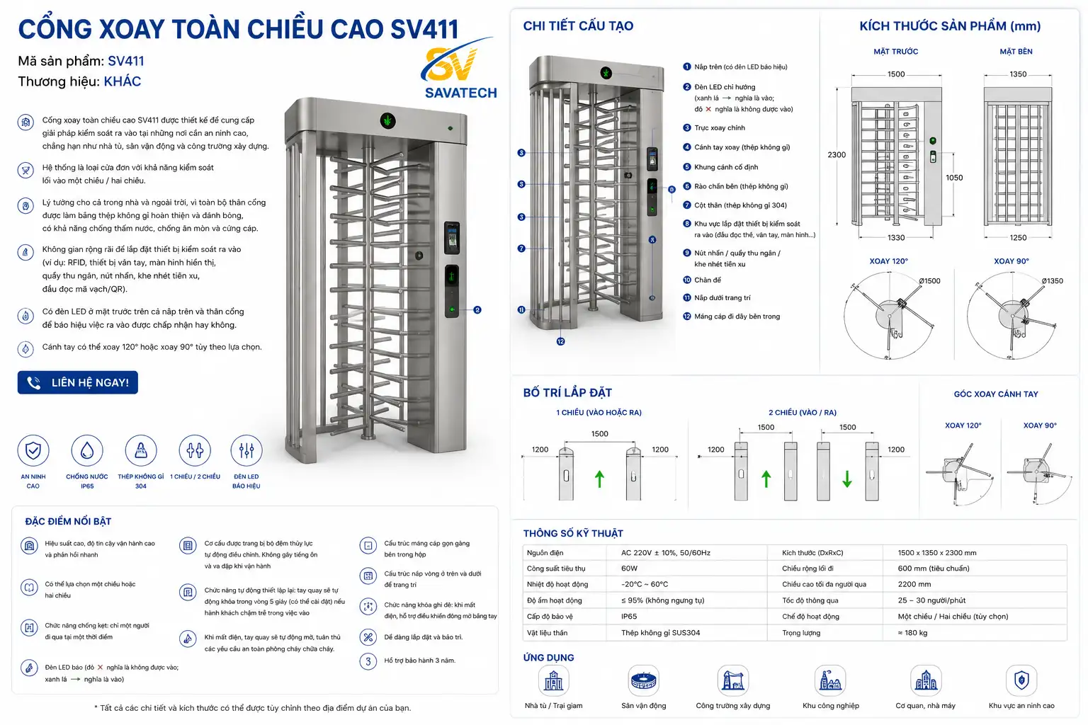 Cổng xoay toàn chiều cao SV411