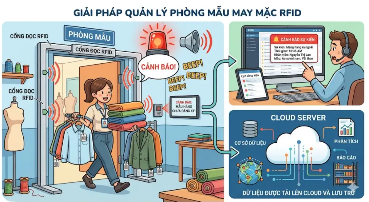 Giải Pháp RFID Quản Lý Phòng Mẫu Sản Xuất: Chìa Khóa Bảo Mật Bản Quyền Thiết Kế Và Tối Ưu Vận Hành Cho Ngành May Mặc, Giày Da